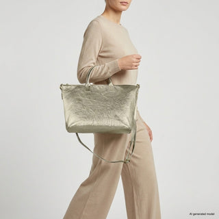 Italian Genuine Metallic Suede Top-Handle Bag | Padova - Glamourous Grace
