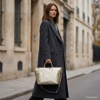Italian Genuine Metallic Suede Top-Handle Bag | Padova - Glamourous Grace