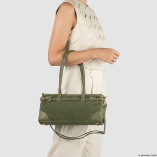 Italian Genuine Suede & Full-Grain Leather Shoulder Bag | Lodi - Glamourous Grace