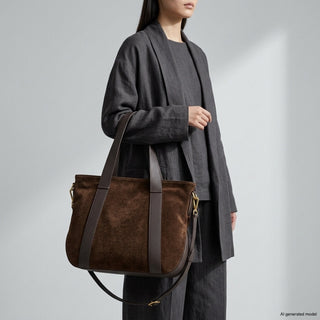 Italian Genuine Suede & Full-Grain Leather Tote Bag | Varese