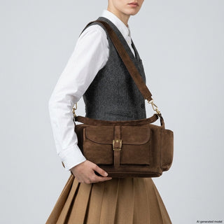 Italian Genuine Suede Shoulder Bag | Sondrio - Glamourous Grace