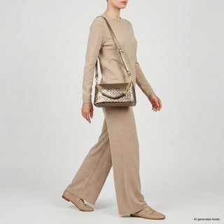 Italian Genuine Woven-Embossed Metallic Suede Crossbody Bag | Roma - Glamourous Grace