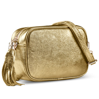 Italian Genuine Metallic Suede Crossbody Bag | Gubbio - Glamourous Grace