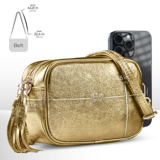 Italian Genuine Metallic Suede Crossbody Bag | Gubbio - Glamourous Grace