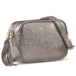 Italian Genuine Metallic Suede Crossbody Bag | Gubbio
