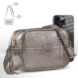 Italian Genuine Metallic Suede Crossbody Bag | Gubbio - Glamourous Grace