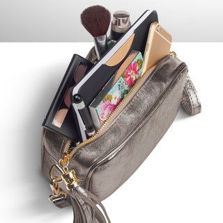 Italian Genuine Metallic Suede Crossbody Bag | Gubbio - Glamourous Grace