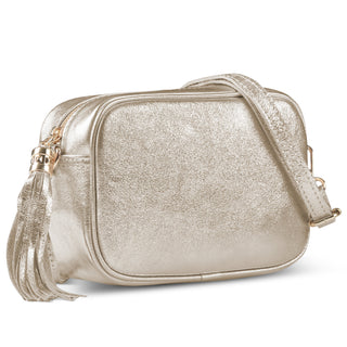 Italian Genuine Metallic Suede Crossbody Bag | Gubbio - Glamourous Grace