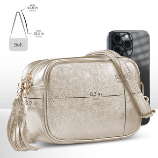 Italian Genuine Metallic Suede Crossbody Bag | Gubbio - Glamourous Grace