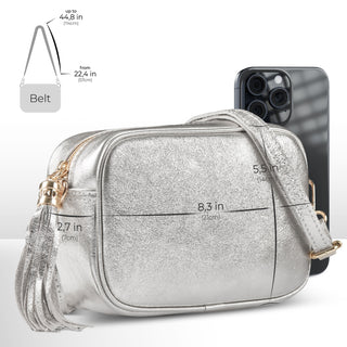 Italian Genuine Metallic Suede Crossbody Bag | Gubbio - Glamourous Grace