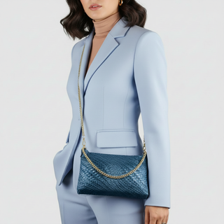 Italian Genuine Basketweave-Embossed Suede Crossbody Bag | Bergamo - Glamourous Grace