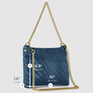 Italian Genuine Basketweave-Embossed Suede Crossbody Bag | Bergamo - Glamourous Grace