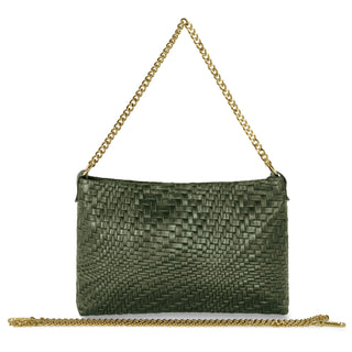 Italian Genuine Basketweave-Embossed Suede Crossbody Bag | Bergamo - Glamourous Grace