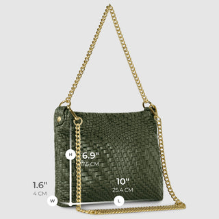 Italian Genuine Basketweave-Embossed Suede Crossbody Bag | Bergamo - Glamourous Grace
