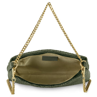 Italian Genuine Basketweave-Embossed Suede Crossbody Bag | Bergamo - Glamourous Grace