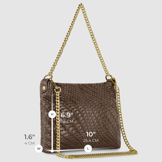 Italian Genuine Basketweave-Embossed Suede Crossbody Bag | Bergamo - Glamourous Grace