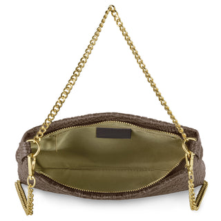 Italian Genuine Basketweave-Embossed Suede Crossbody Bag | Bergamo - Glamourous Grace