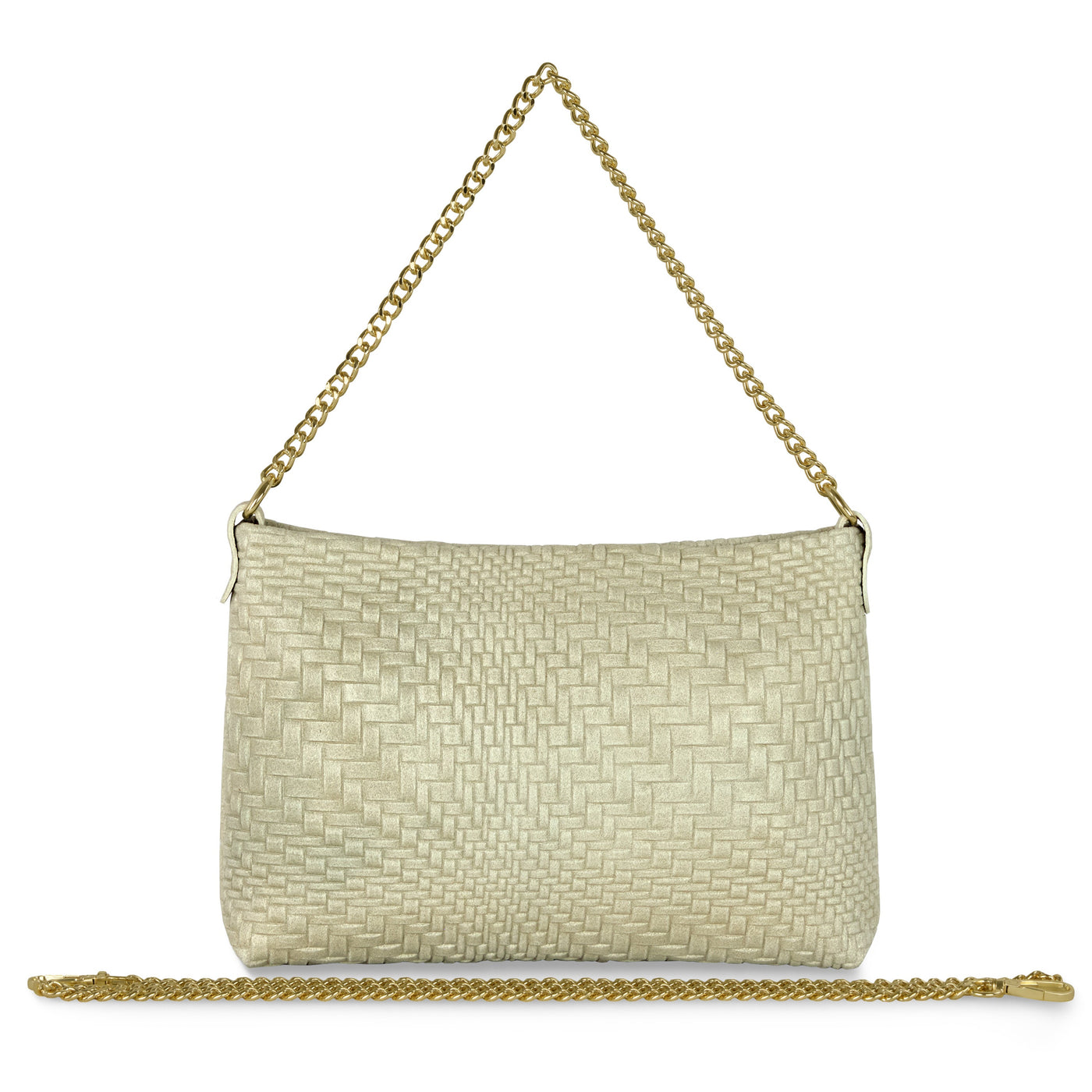 Italian Genuine Basketweave-Embossed Suede Crossbody Bag | Bergamo - Glamourous Grace