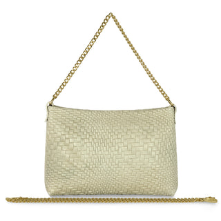 Italian Genuine Basketweave-Embossed Suede Crossbody Bag | Bergamo - Glamourous Grace