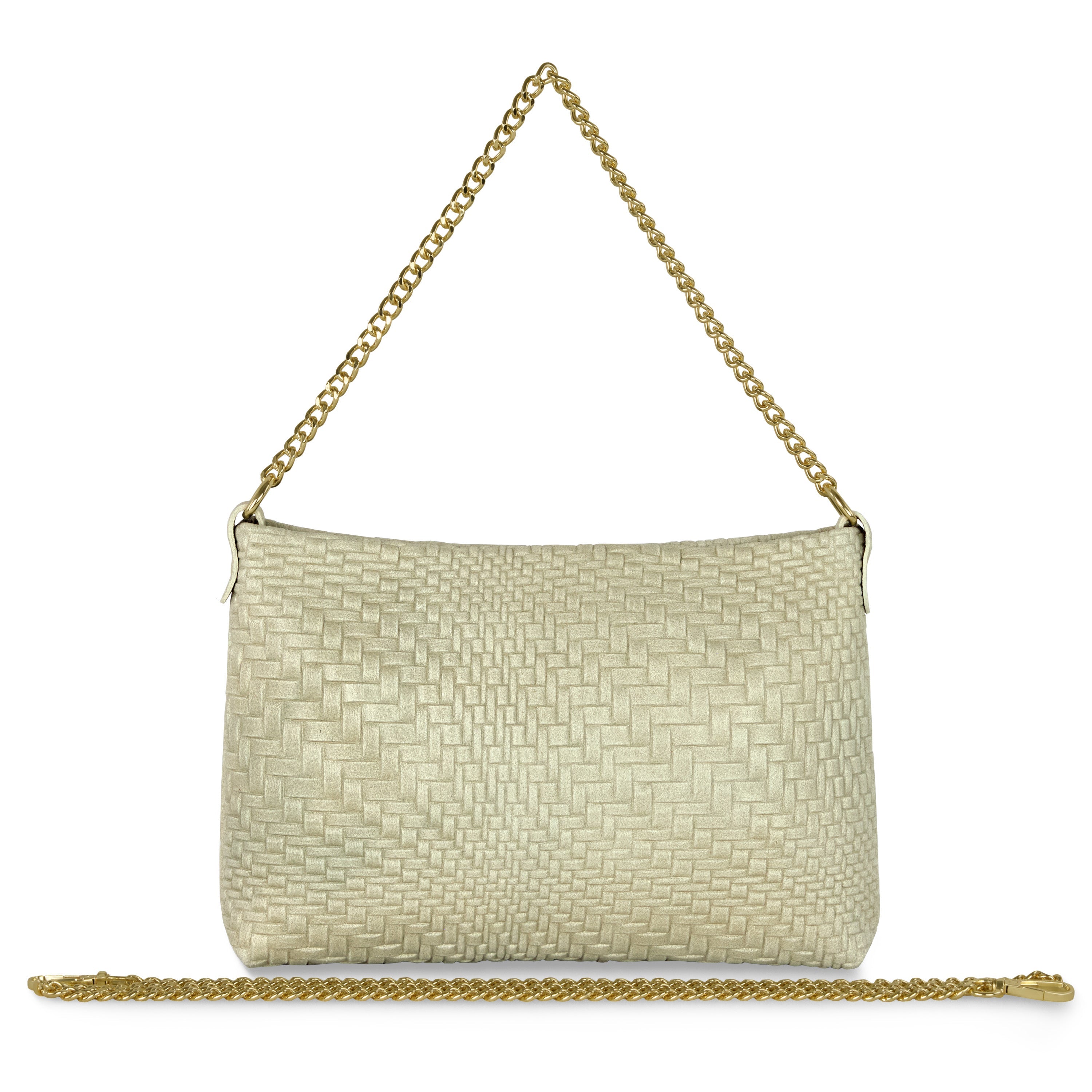 Italian Genuine Basketweave-Embossed Suede Crossbody Bag | Bergamo - Glamourous Grace