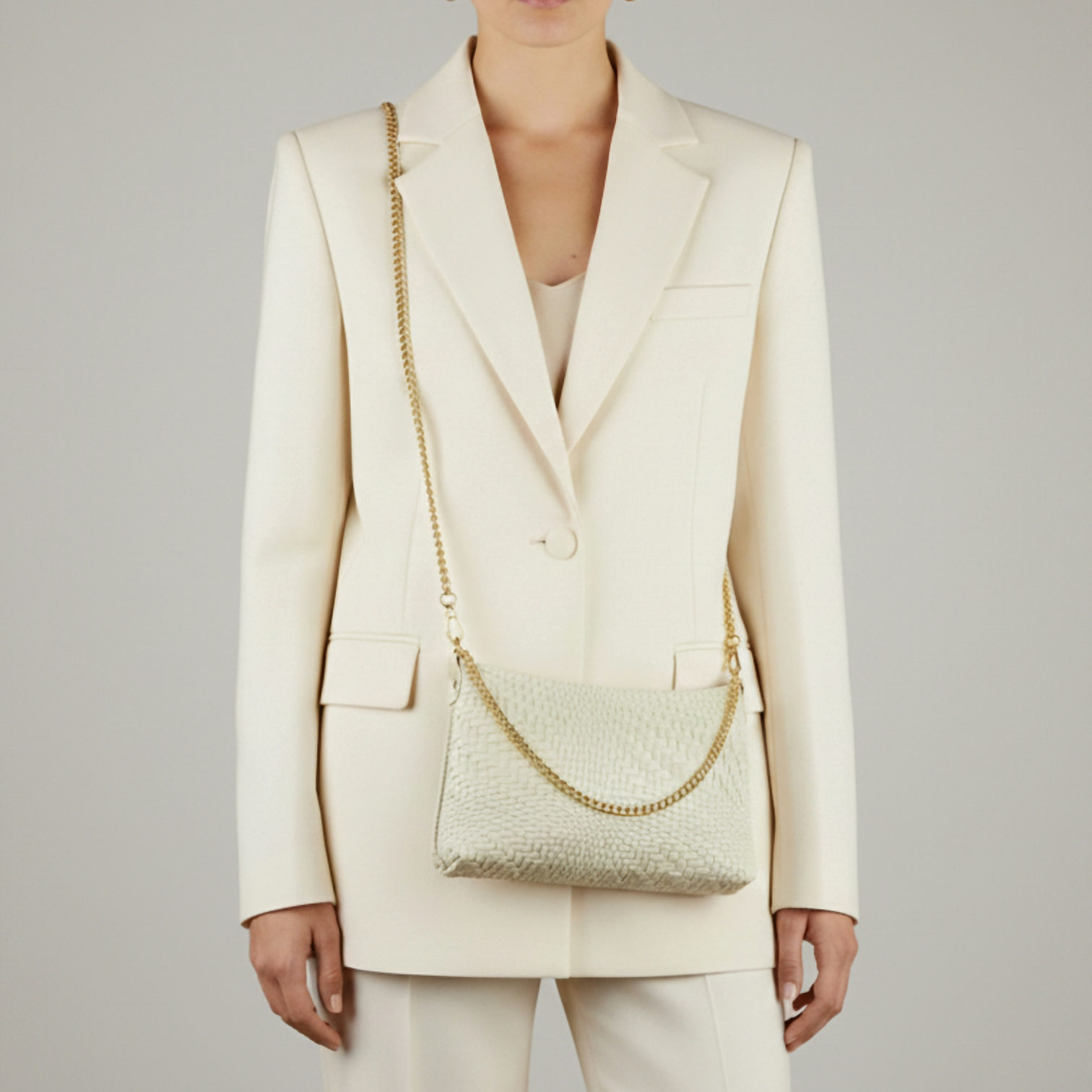 Italian Genuine Basketweave-Embossed Suede Crossbody Bag | Bergamo - Glamourous Grace