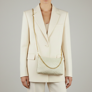 Italian Genuine Basketweave-Embossed Suede Crossbody Bag | Bergamo - Glamourous Grace