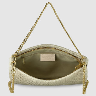 Italian Genuine Basketweave-Embossed Suede Crossbody Bag | Bergamo - Glamourous Grace