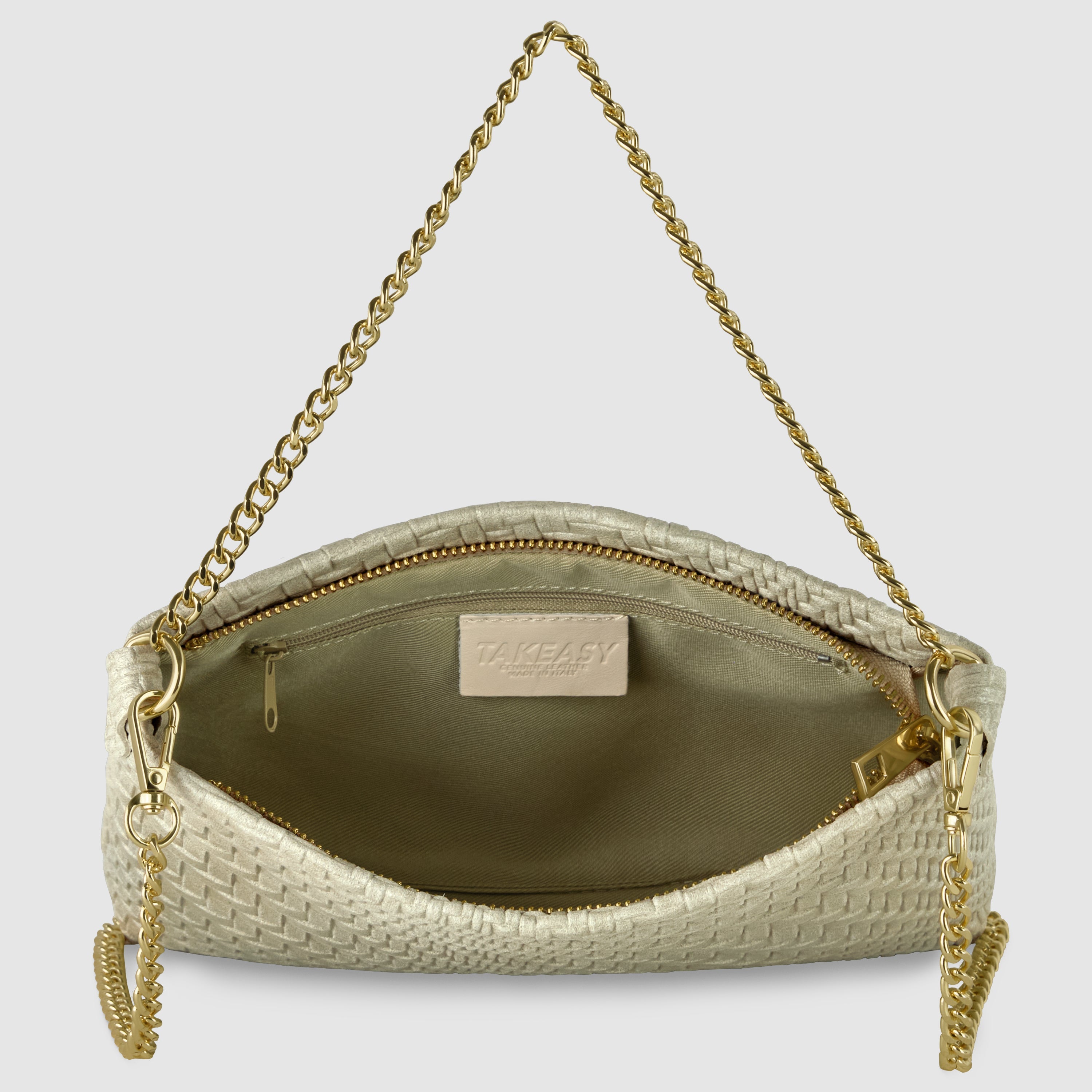 Italian Genuine Basketweave-Embossed Suede Crossbody Bag | Bergamo - Glamourous Grace