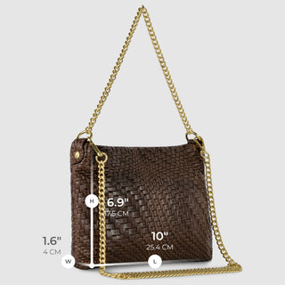 Italian Genuine Basketweave-Embossed Suede Crossbody Bag | Bergamo - Glamourous Grace