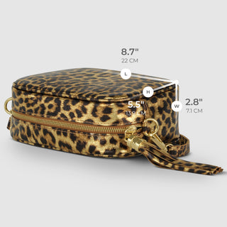 Italian Genuine Leopard-Print Metallic Suede Crossbody Bag | Potenza - Glamourous Grace