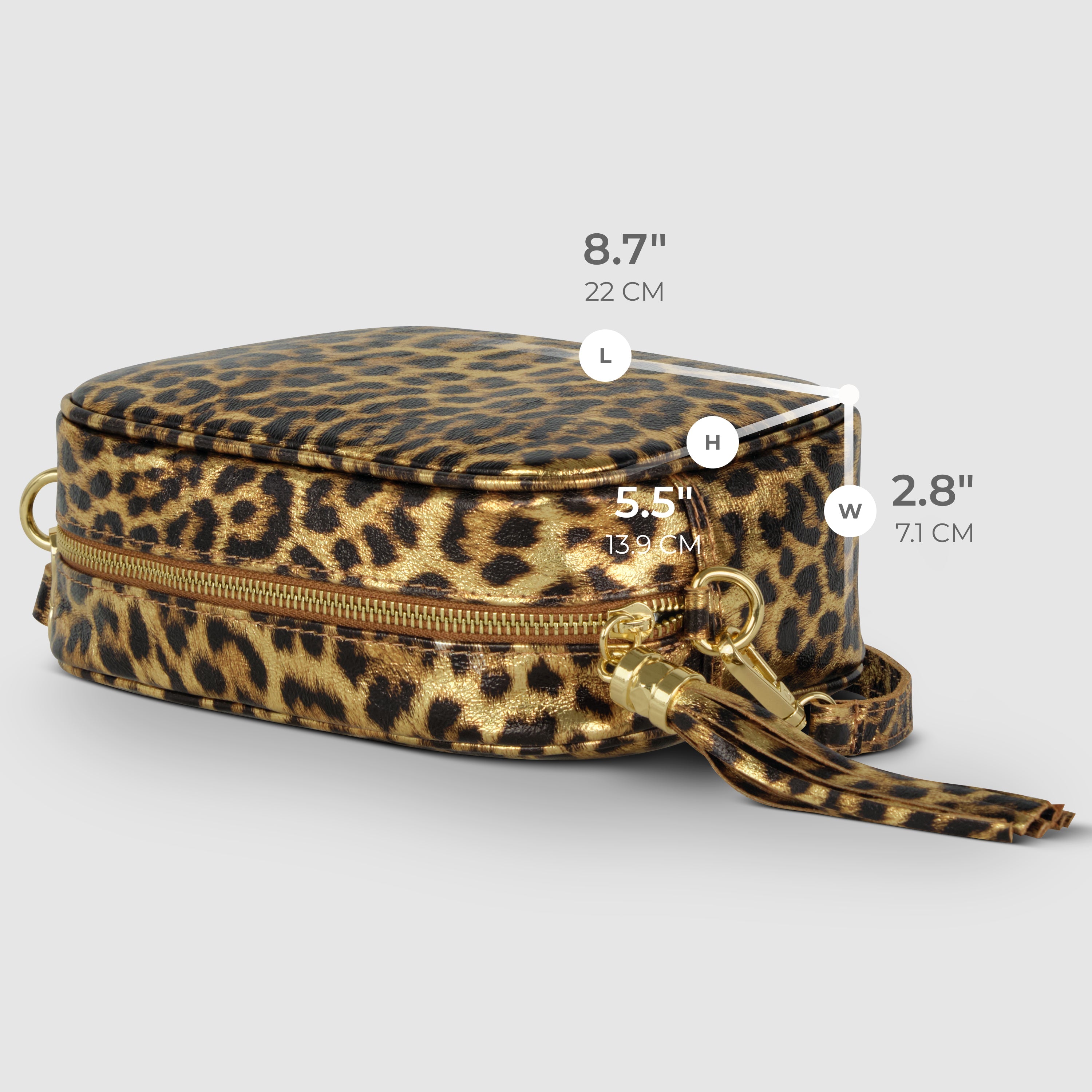 Italian Genuine Leopard-Print Metallic Suede Crossbody Bag | Potenza - Glamourous Grace