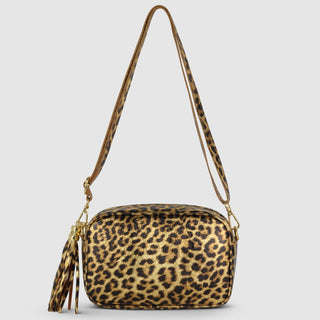 Italian Genuine Leopard-Print Metallic Suede Crossbody Bag | Potenza - Glamourous Grace