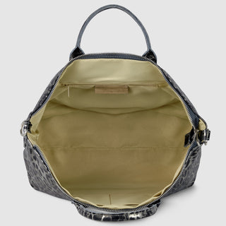 Italian Genuine Leopard-Print Metallic Suede Top-Handle Bag | Rimini - Glamourous Grace