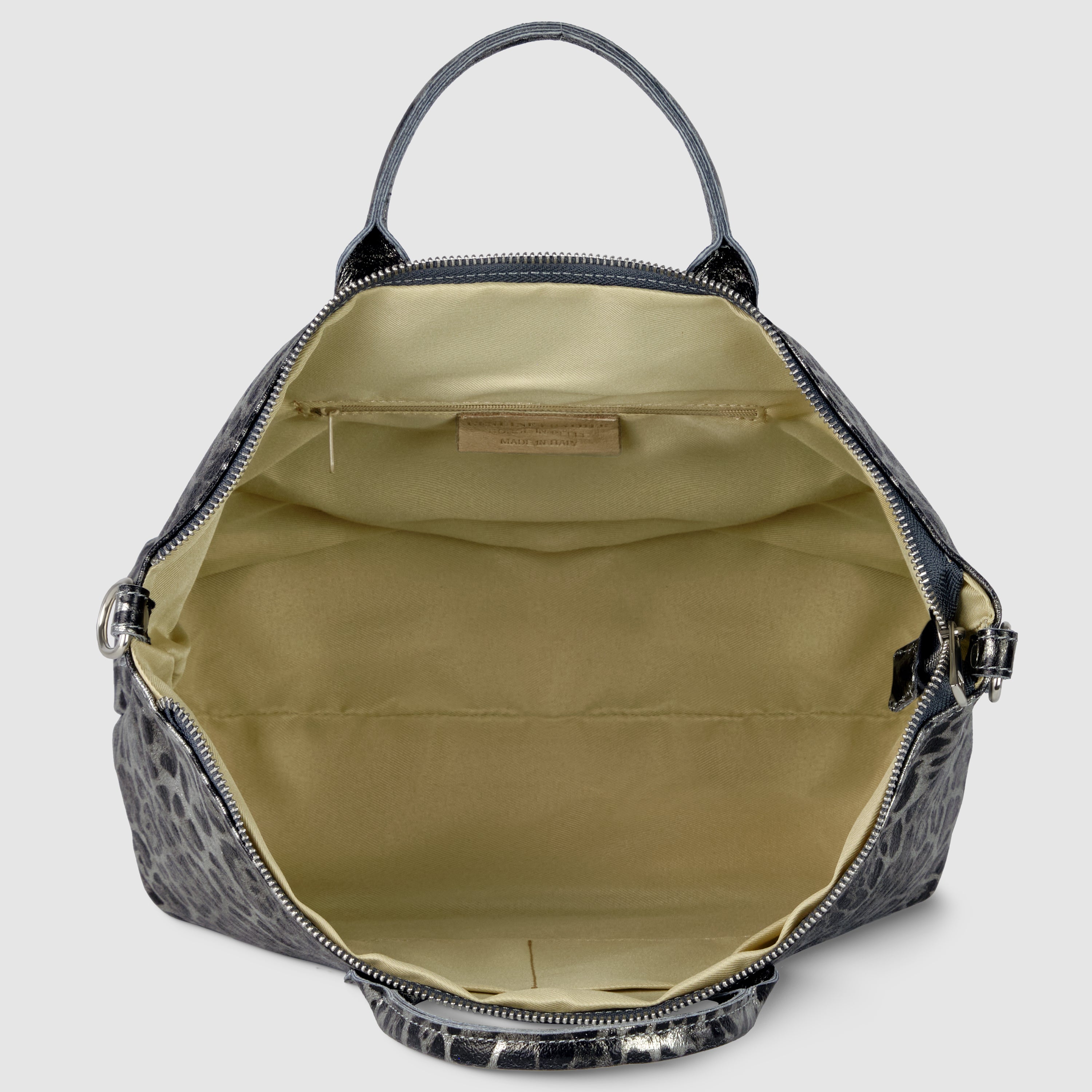Italian Genuine Leopard-Print Metallic Suede Top-Handle Bag | Rimini - Glamourous Grace
