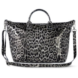 Italian Genuine Leopard-Print Metallic Suede Top-Handle Bag | Rimini - Glamourous Grace