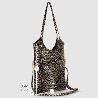 Italian Genuine Leopard-Print Metallic Suede Tote Bag | Catania - Glamourous Grace