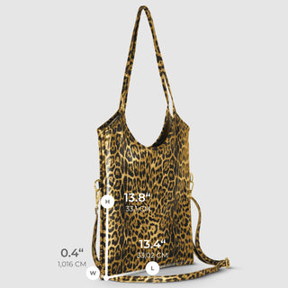 Italian Genuine Leopard-Print Metallic Suede Tote Bag | Catania - Glamourous Grace