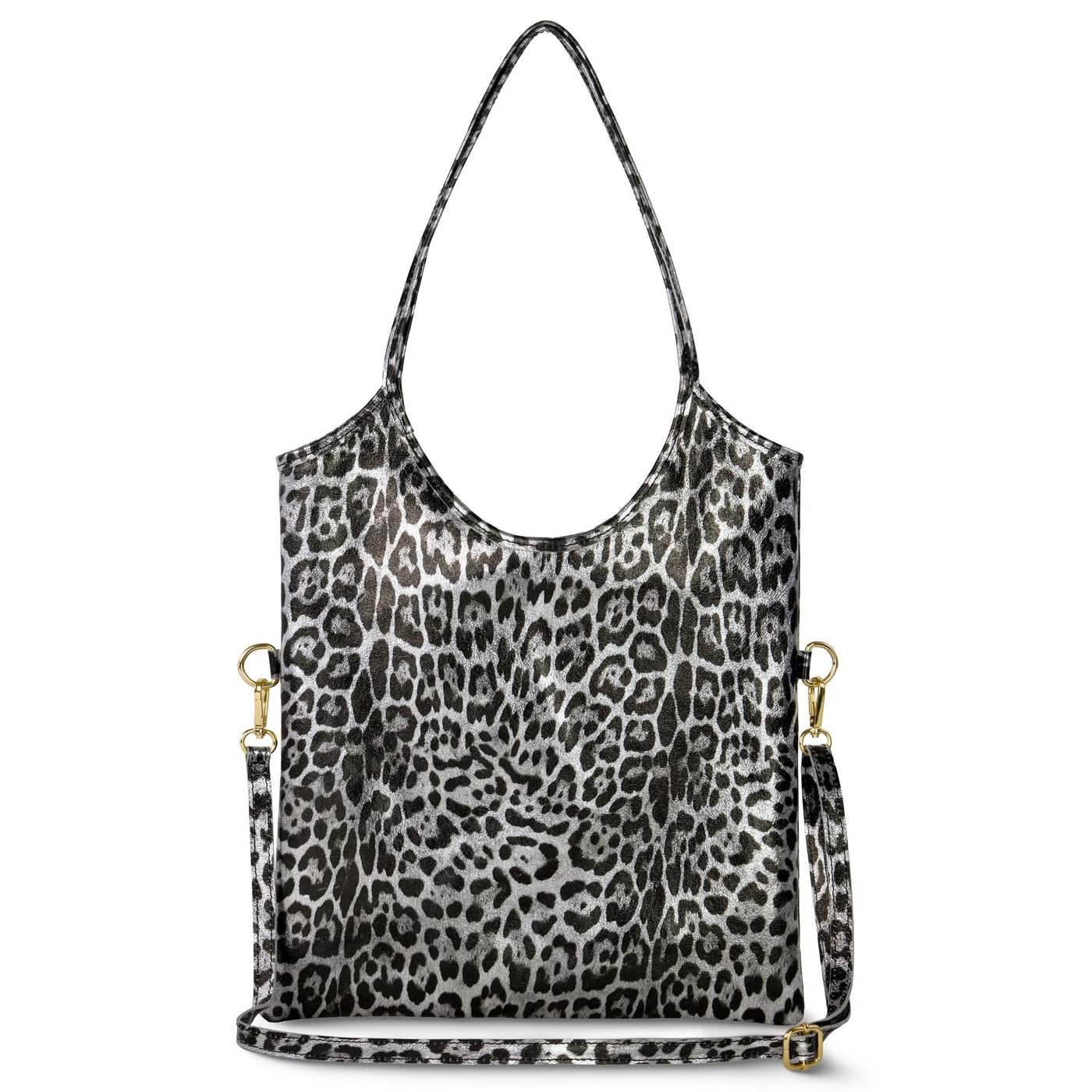 Italian Genuine Leopard-Print Metallic Suede Tote Bag | Catania - Glamourous Grace
