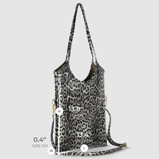 Italian Genuine Leopard-Print Metallic Suede Tote Bag | Catania - Glamourous Grace