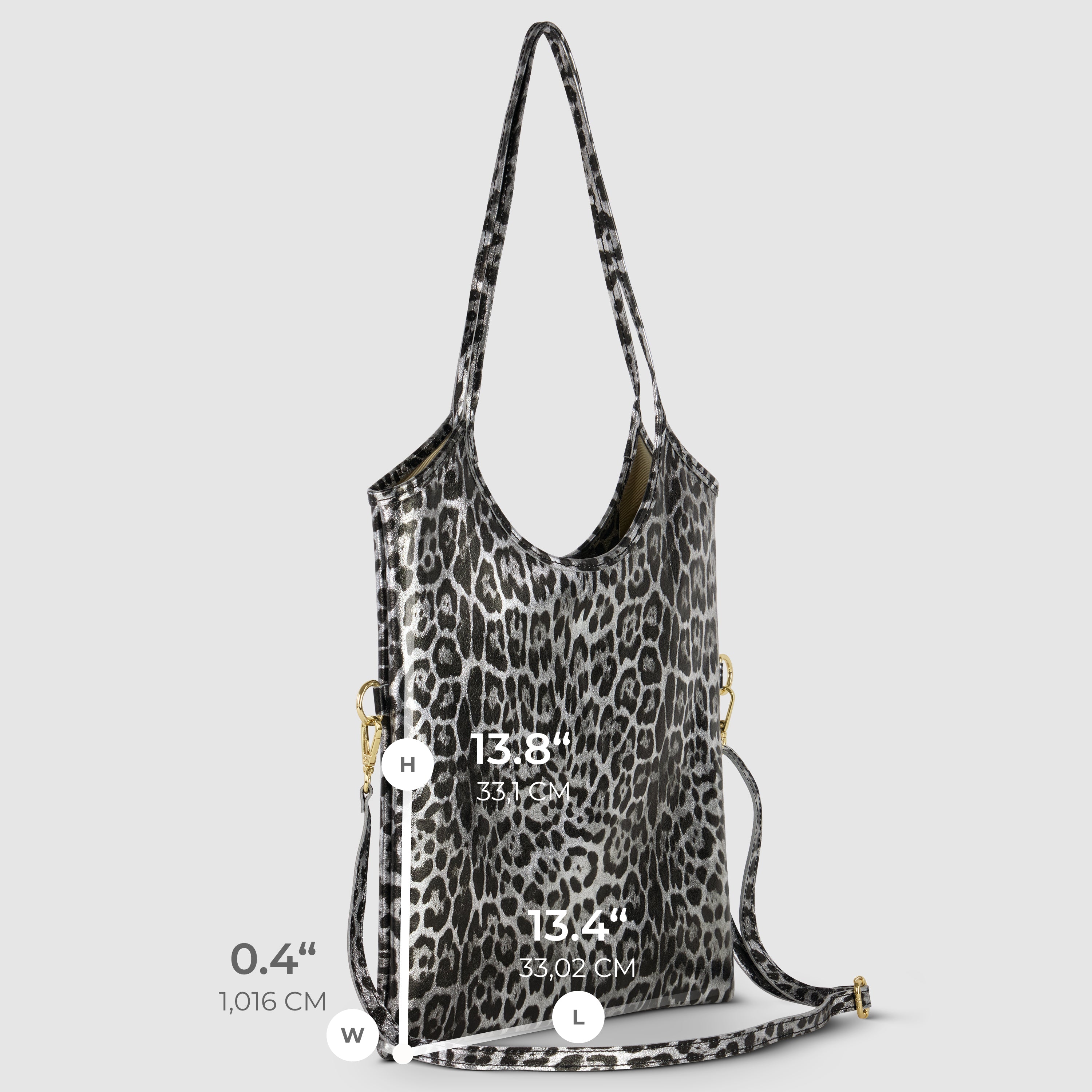 Italian Genuine Leopard-Print Metallic Suede Tote Bag | Catania - Glamourous Grace
