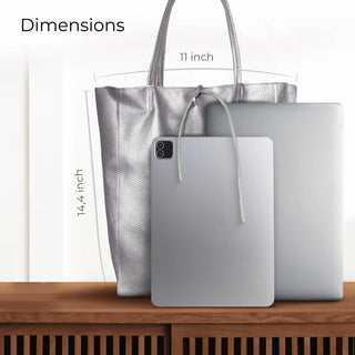 Italian Metallic Full-Grain Leather Tote Bag | Vinci - Glamourous Grace