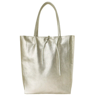 Italian Metallic Full-Grain Leather Tote Bag | Vinci - Glamourous Grace