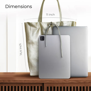Italian Metallic Full-Grain Leather Tote Bag | Vinci - Glamourous Grace