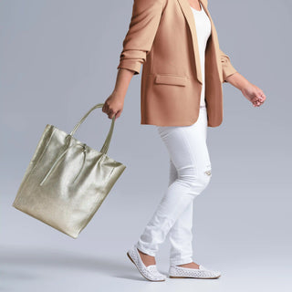 Italian Metallic Full-Grain Leather Tote Bag | Vinci - Glamourous Grace