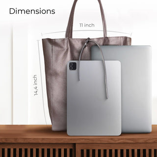Italian Metallic Full-Grain Leather Tote Bag | Vinci - Glamourous Grace
