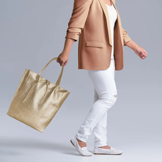 Italian Metallic Full-Grain Leather Tote Bag | Vinci - Glamourous Grace