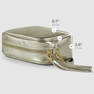 Italian Metallic Full-Grain Leather Crossbody Bag | Napoli - Glamourous Grace