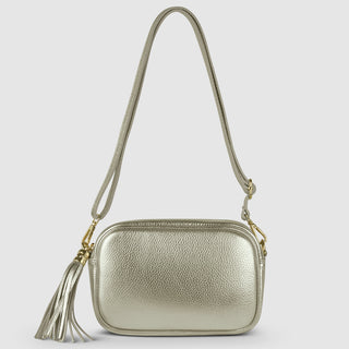 Italian Metallic Full-Grain Leather Crossbody Bag | Napoli - Glamourous Grace