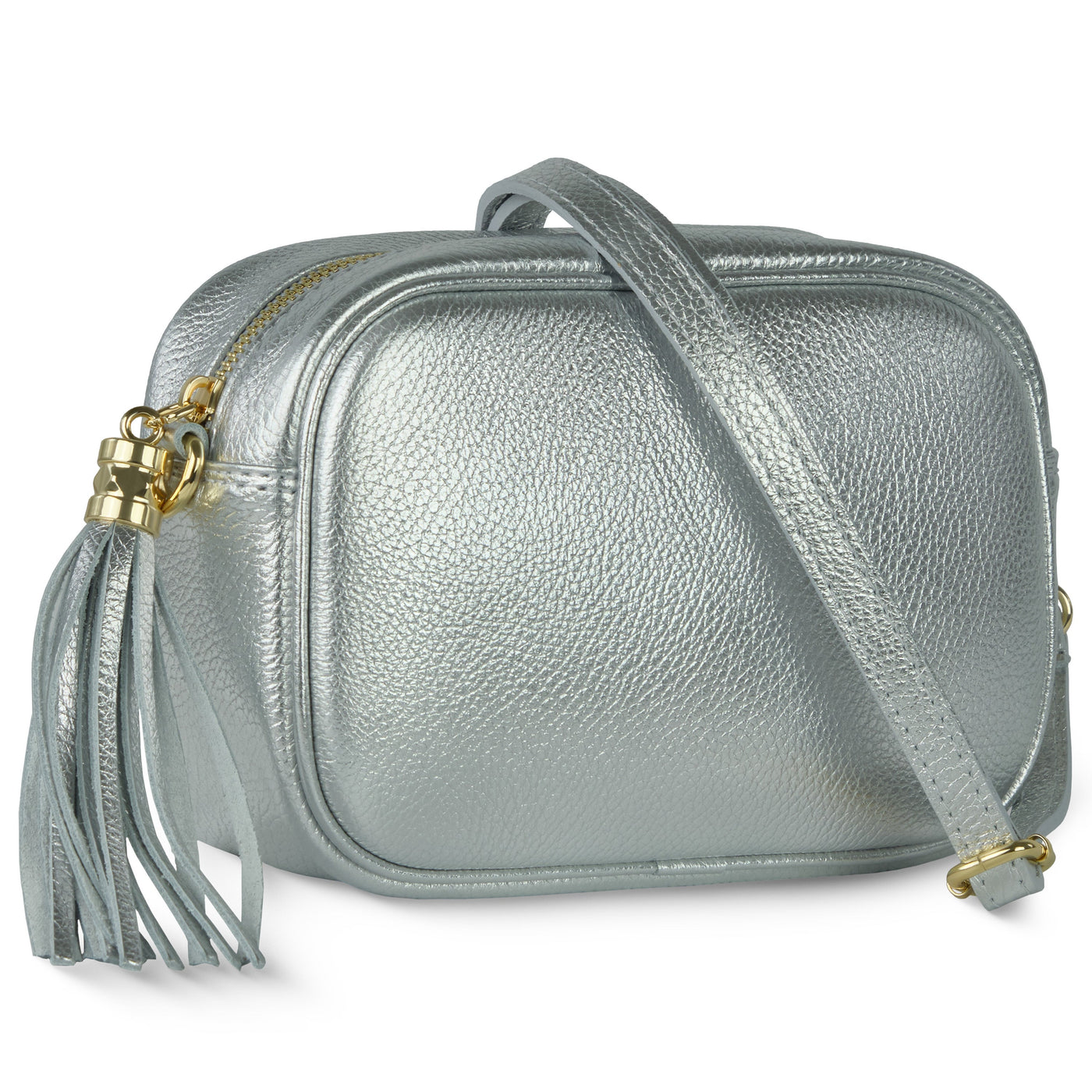 Italian Metallic Full-Grain Leather Crossbody Bag | Napoli - Glamourous Grace