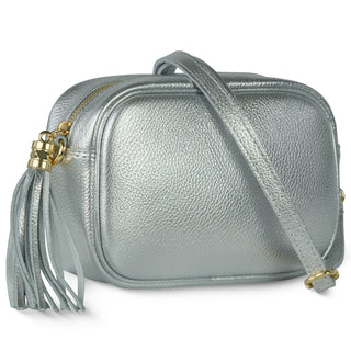 Italian Metallic Full-Grain Leather Crossbody Bag | Napoli - Glamourous Grace